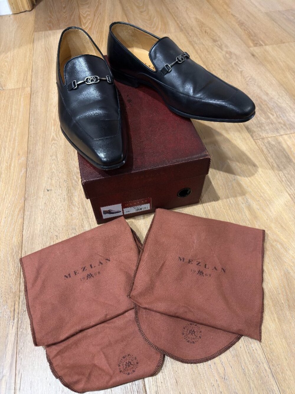 MEZLAN FALCON BLACK LEATHER BIT LOAFER DRESS SHOE - SIZE 14M